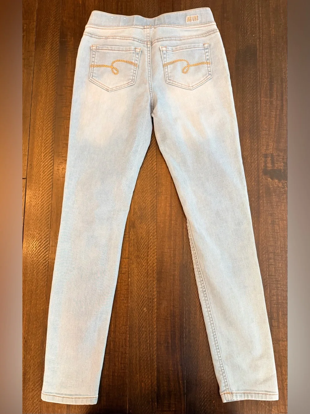 Light Blue Girl’s Size 12 Justice Jeans with Silver Sequin Hearts